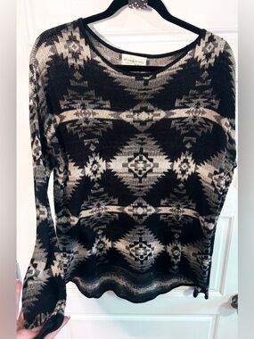 Denim & Supply Ralph Lauren Black and Cream Aztec Crewneck Sweater